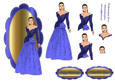Oval Framed Elegant Lady in Blue