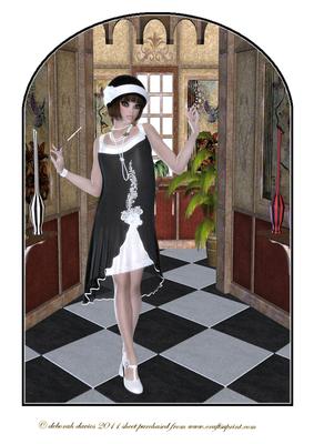 Flapper in Black N White Topper