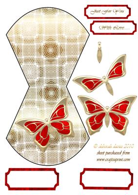 Red Butterfly Wobble Card