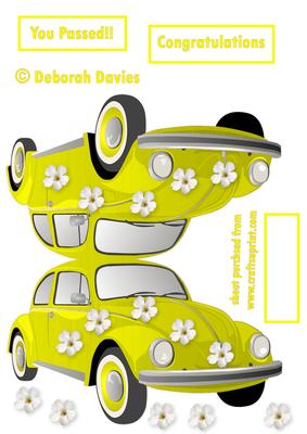 Yellow Hippie Herbie Shaped Card