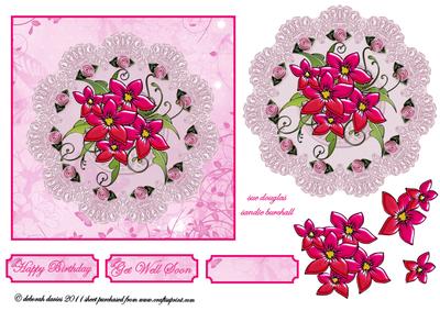 Pink Floral Doilie Card