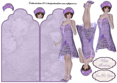 Lilac Deco Lady Shaped Card