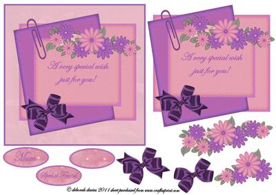Mauve Floral Letter Card