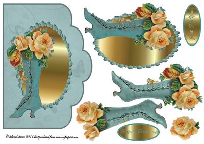 Blue Floral Boot