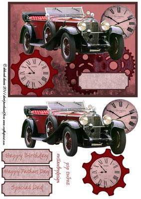 Steampunk Red Vintage Car