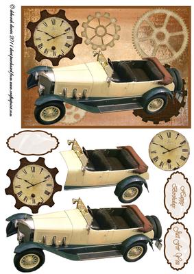 Steampunk Beige Vintage Car