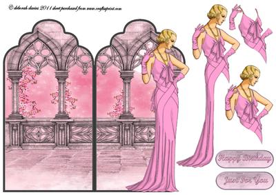 Pink Lady Shaped Card