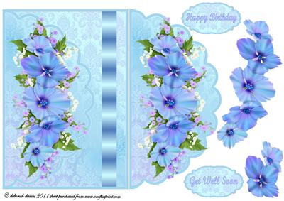 Pretty Blue Floral Envelope Card