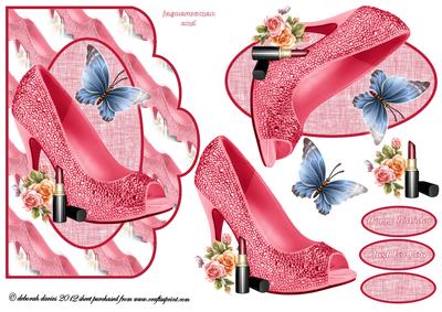 Pink Glitter Floral Shoe
