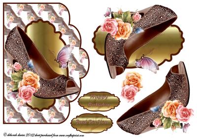Coffee Glitter Floral Shoe