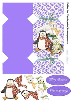 Mauve Polar Bear & Friends Cracker Card