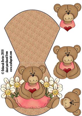 Cute Girl Bear Wobble Card