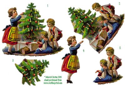 Vintage Christmas Family Scene