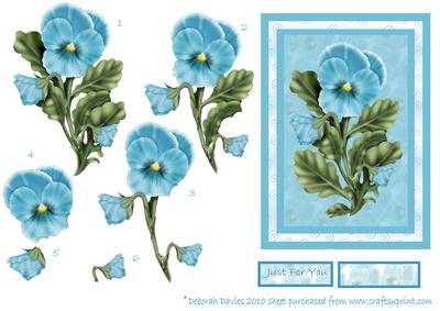 Aqua Pansy Decoupage