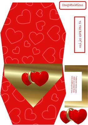 Red & Gold Hearts Handbag Card