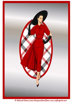 Elegant Lady in Red Topper