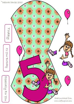5 Today Pink Girl Wobble Card