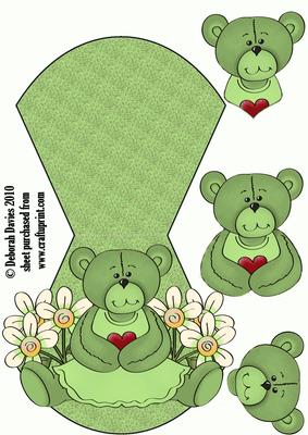 Cute Green Bear Wobble Card