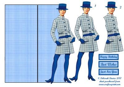 60s Chic in Blue Shaped Card