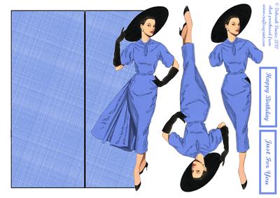 Elegant Lady in Blue Shaped Card