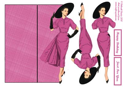 Elegant Lady in Pink Shaped Card