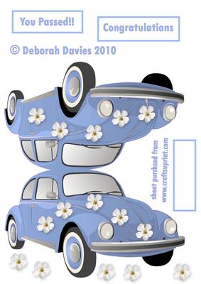 Ice Blue Hippy Herbie Shaped Card