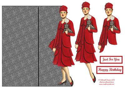 Smart Lady in Red Shaped Card