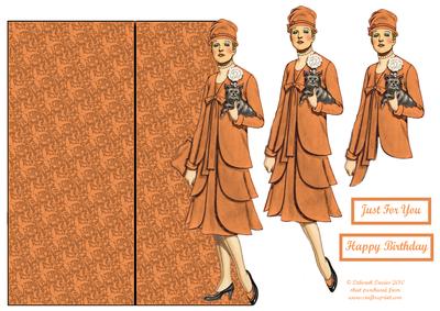 Smart Lady in Peach Shaped Card