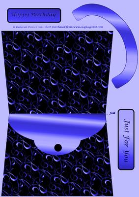 Blue Silver Scroll Handbag Shaped Card