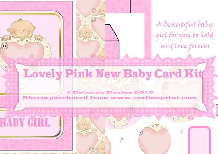 Pink New Baby Card Kit