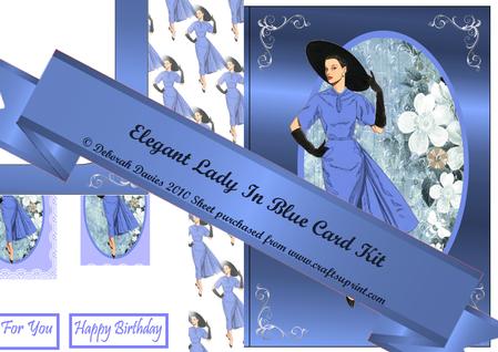 Elegant Lady in Blue Card Kit