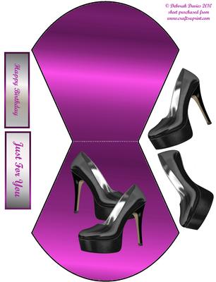 Patent Shoes on Cerise Wobble Card
