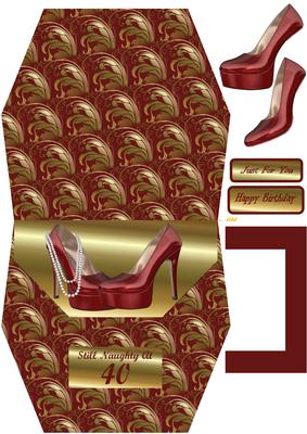 40th Red & Gold Swirl Handbag Card