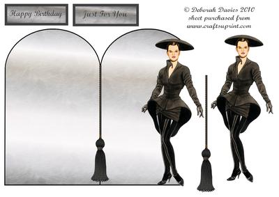 Lady in Black Lady Shaped Card