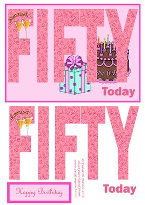 Pink 50 Today Card