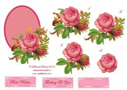 Pink Floral Oval