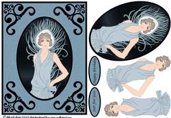 Framed Deco Lady - Davina