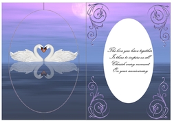 Romantic Swan Oval Fold Back Quick Card