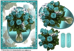 Aqua Floral Vase