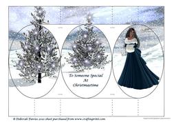 Blue Christmas Lady Cameo Tri-shutter