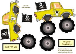 Yellow Monster Truck Decoupage