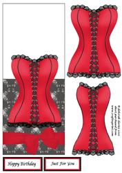Red Corset Over the Edge Card