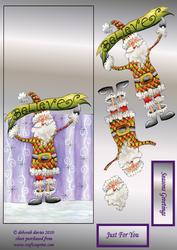 Harlequin Santa Over the Edge Card