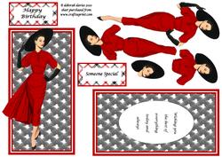 Elegant Lady in Red Topper Set