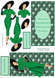 Elegant Lady in Green Topper Set