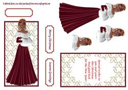 Christmas Lady in Red Topper Set