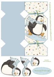 Skating Penguin Cracker Card