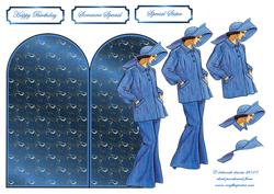 Blue Lady Shaped Card