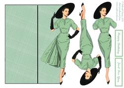 Elegant Lady in Green Shaped Card