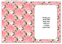 Pink Rose Insert with Birthday Verse